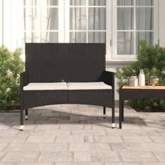 Schwarz Sofas vidaXL Gartenbank 2-Sitzer mit Kissen Schwarz Sofa