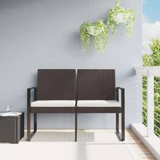 2 sits soffa i konstrotting Utemöbler vidaXL Trädgårdsbänk 2-sits Med Dynor Konstrotting Brun Soffa