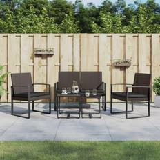 VidaXL Set da pranzo per patio vidaXL Dining 5 Pcs with Cushions for Deck Brown PP Rattan Set da pranzo per patio