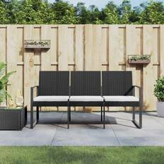 Black Outdoor Sofas vidaXL Gartenbank 3-Sitzer mit Kissen Schwarz Sofa