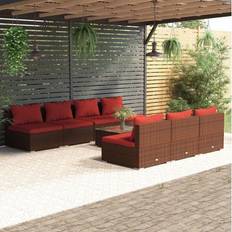 vidaXL Patio Lounge Set 8 Piece Poly Rattan Brown Conjunto de Sala de Exterior