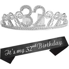 Birthdays Sashes 32nd birthday gifts for girl, 32nd birthday tiara and sash, happy 32nd birthday