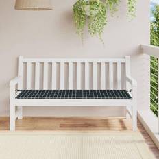 Tessili vidaXL Panca Giardino A Quadri Nero 150x50x3 cm Tessuto Oxford - Multicolore Cuscino per sedia Nero