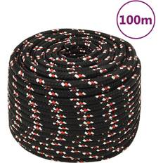 Boating vidaXL Boat Rope Black 12 mm 100 m Polypropylene black and red