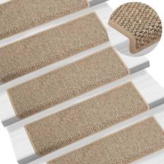 Beige Stair Carpets vidaXL Self-adhesive Sisal-Look 15 pcs 65x21x4 cm Dark Beige Beige