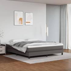 160cm Estructuras de cama vidaXL Estructura De Cama Houston Cuero Sintético Gris 160x200 cm