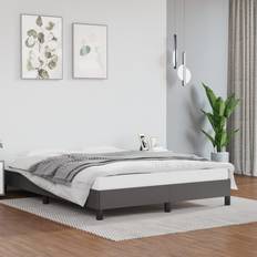 vidaXL 140x190 cm Kunstlæder Grå Sengeramme