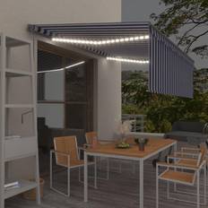 Terassimarkiisit vidaXL Automaattimarkiisi Verho LED 4.5 x 3 m Sinivalkoinen