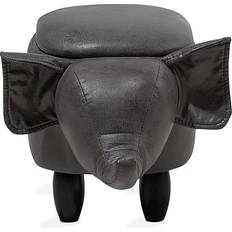 Gris Pufs Beliani Faux Leather Pouffe