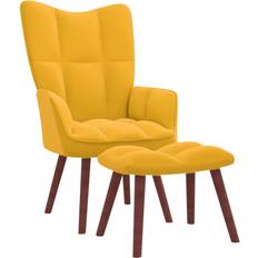 Yellow Armchairs vidaXL Relaxsessel mit Hocker Senfgelb Samt Sessel