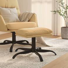 vidaXL 60x60x39 mikrofiberstof cremefarvet Fodskammel