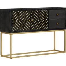 Oro Mobili vidaXL Credenza Nera E Oro 110x30x75 cm In Legno Massello Di Mango Madia