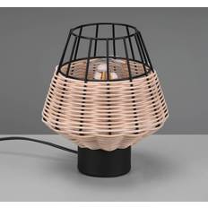 Rattan Lampade da tavolo Trio Lighting Reality Leuchten Borka Rattan E Gabbia Naturale - Nero Legno Chiaro Lampada da tavolo