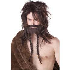 Women Short Wigs Brown Viking Kit Adult Halloween Accessory