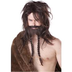 Short Wigs California Costumes Brown Viking Beard Mustache Fancy Dress Costume Set