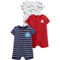 Playsuits Simple Joys by Carter's Baby Boys' Snap-Up Rompers, Pack of 3, Navy/Red/White, Alligator/Stripe, Newborn