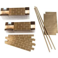 Brown Mosaic Tiles Aspect Peel and Stick Backsplash 12inx4in Subway Champagne Matted Metal Tile 15 Sq Ft Kit