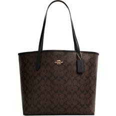 Coach City Tote In Signature Canvas - Gold/Brown Black