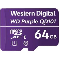 Western Digital WD Purple SC QD101 64 GB smart videoövervakning microSDXC-kort, Ultra Endurance Up to 32 TBW