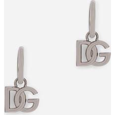 Man - Zilver Oorbellen Dolce & Gabbana Hoop Earrings With Dg Logo Pendants Silver