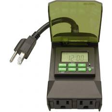 Southwire Switches Southwire 15-amp 7-day outdoor plug-in dual-outlet digital timer, black