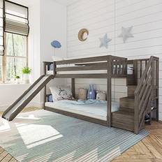 Beige Bunk Beds Max & Lily Twin over Twin Low Bunk Bed