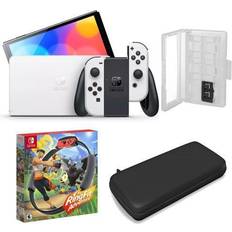 Game Consoles Nintendo Switch OLED in White with Ring Fit and Accessories