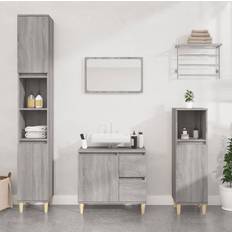 Muebles de Baño vidaXL Armario De Baño Madera Contrachapada Gris 65 x 33 cm