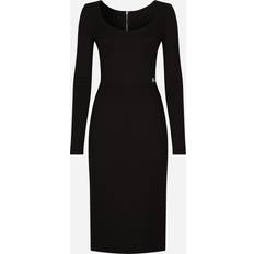 Dolce & Gabbana Milano rib calf-length dress with DG logo