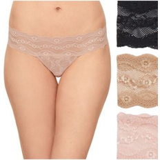 Natural Panties b.tempt'd by Wacoal Lace Kiss Bikini 3-Pack Rose