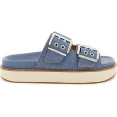 Ganni Pantoffeln & Hausschuhe Ganni Blue Wide Chunky Sandals 630 Denim IT