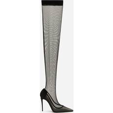 Dolce & Gabbana High Boots Dolce & Gabbana Stretch tulle thigh-high boots black