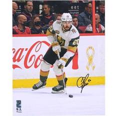 Chandler Stephenson Vegas Golden Knights Autographed x White Jersey with Puck Photograph