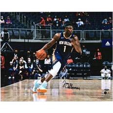 Sports Fan Products Zion Williamson New Orleans Pelicans Autographed x Dribbling in Navy Jersey Photograph