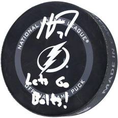 "Haydn Fleury Tampa Bay Lightning Autographed Official Game Puck with "Lets Go Bolts! Inscription"