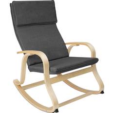 Gris Sillones Mecedora tectake Schaukelstuhl Roca Aus Birkenholz 150kg Dunkelgrau Sillón Mecedora