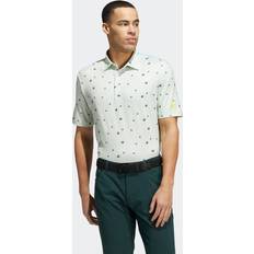 Linnen Tops Adidas Ultimate 365 Allover Print Golf Polo Shirt - Linen Green/Shadow Green/Impact Yellow