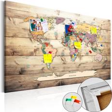 Wooden world map Artgeist kork World Map: Wooden Oceans Opslagstavle
