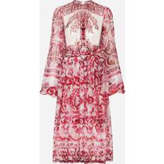 Dolce & Gabbana Pink Dresses Dolce & Gabbana Majolica-print chiffon midi dress