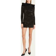 Dresses Balmain Striped lurex jersey dress black