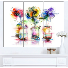 Wall Decor Design Art "Abstract Flowers in Glass Vases" Extra Large Floral Wall Decor