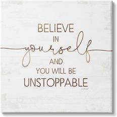 Canvas Wanddecoraties Stupell Industries Believe In Yourself Be Unstoppable Phrase Rustic Typography Canvas Wall Decor