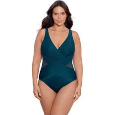 Green - Women Swimsuits Miraclesuit Plus Solid Crossover One-Piece Nova Green