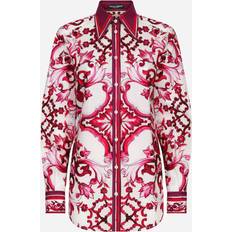 Dolce & Gabbana Pink Tops Dolce & Gabbana Majolica-print poplin shirt