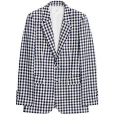 Wool Blazers Ami Paris Checked Wool And Cotton Blazer - Blue