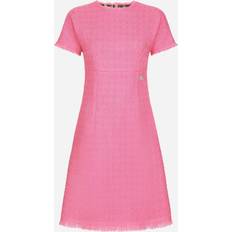 Dolce & Gabbana Pink Dresses Dolce & Gabbana Raschel tweed calf-length dress with logo