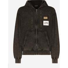 Dolce & Gabbana Washed jersey hoodie with logo zipper