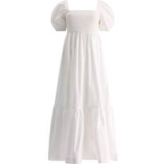 Ganni Kleider Ganni Smock Maxi Dress - Bright White