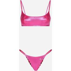 Dolce & Gabbana Vrouw Bikinitops Dolce & Gabbana Laminated Bralette Bikini Top Pink