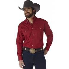 Wrangler Desert Målad Ökenarbetsskjorta Med Två Fickor Långärmad Knappslå - Röd